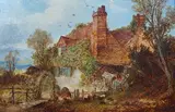 Figure beside a rustic cottageoil on millboardsigned and by Thomas Whittle Junior, 1876, oil, offered Jun 2024