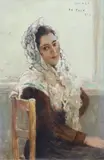 Portrait of a seated Spanish womanoil on canvassigned and by Philippe Pavy, Oil on canvas, sold Jun 2024