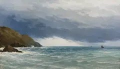 Shipping off the coastoil by David James, Oil on canvas, sold Jun 2024