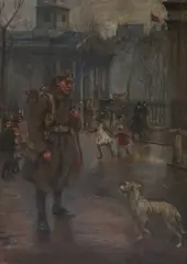 Return from the front, 1916 by Kate Elizabeth Olver, Oil on canvas sold in these rooms in March, sold Jun 2024