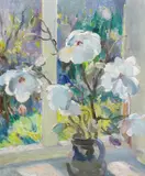 Magnolia blossom by Stanley Horace Gardiner, oil on board, sold Jun 2024