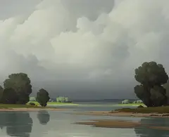 Paysage de la Loire by Pierre de Clausades, oil on canvas, sold Jun 2024
