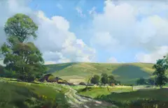 Beddingham Hill, near Lewes by Frank Wootton, 1970, oil on board, sold Jun 2024
