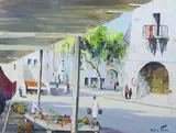 French Mediterranean market sceneoil on by Cecil Rochfort D'Oyly-John, oil on canvas, sold Jun 2024