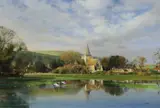 Alfriston in autumn by Frank Wootton, 1985, oil on canvas, sold Jun 2024