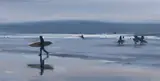 Surfers, Cornwall by Liam Spencer, oil on board, sold Jun 2024
