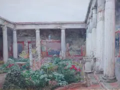 Courtyard of the House of Vetti by Alberto Pisa, Watercolour on paper, offered Jun 2024