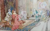 The Interview by Giuseppe Signorini, watercolour, sold Jun 2024