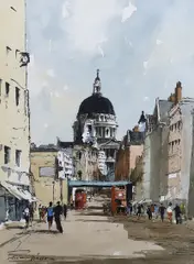 Untitled by Edward Wesson, ink and watercolour, sold Jun 2024