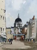 Untitled by Edward Wesson, ink and watercolour, sold Jun 2024