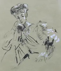 Hat sketch by Cecil Beaton, 1958, ink and bodycolour on paper, sold Jun 2024