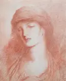 Head of a womansanguine chalkmonogrammed and dated 189035 by Simeon Solomon, 1890, drawing, sold Jun 2024