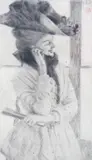 A la fenêtre [At the Window] by James Tissot, etching, sold Jun 2024