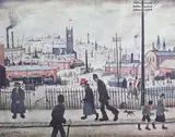 View of a Town by L. S. Lowry, lithograph, sold Jun 2024