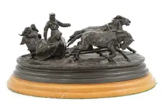 A 19th century bronze group of three figures in a troika being by Vasily Grachev, bronze, offered Jun 2024