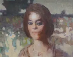 Study of a lady by Alex C. Koolman, oil on board, offered Jun 2024