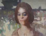 Study of a lady by Alex C. Koolman, oil on board, offered Jun 2024