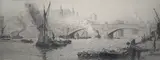 Southwark Bridge by William Lionel Wyllie, etching, sold Jun 2024
