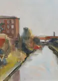 Riverscape by John Pegg, oil on board, offered Jun 2024