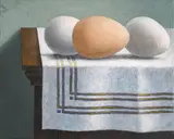 Laid by Gordon Meeton, oil on canvas, sold Jun 2024