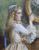 Preparing for Christmas by George Goodwin Kilburne, 1863, watercolour, sold Jun 2024