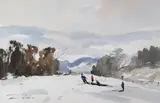 Winter sports at Surrey by Edward Wesson, watercolour, sold Jun 2024