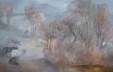 Hillside pond by Ernest Greenwood, watercolour, sold Jun 2024