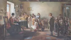 The Schoolhouse by John Burr, 1857, watercolour, sold Jun 2024