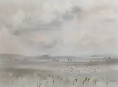 Kent Marshes c.1958 by Roland Vivian Pitchforth, watercolour, sold Jun 2024