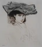 Coloured dypoint etching by Paul César Helleu, etching, sold Jun 2024