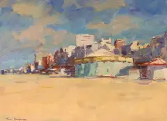 The Carousel, Brighton Beach by Tom Benjamin, oil on board, sold Jun 2024