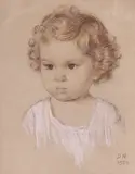 Portrait of the artist's daughter by Margaret Oxley, 1933, pastel, sold Jun 2024
