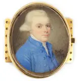 Portrait miniature of a gentlemanoil on ivorywearing a blue coat by Y John Bogle, 1772, oil, offered Jun 2024