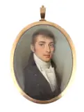 Portrait miniature of a gentlemanwatercolour on by Y Thomas Hazlehurst, watercolour, sold Jun 2024