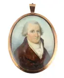 Portrait miniature of a gentlemanwatercolour on by Y Thomas Hazlehurst, watercolour, sold Jun 2024