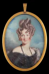 Portrait miniature of Mrs Silas Taylorwatercolour on ivorynée by Y Alfred Edward Chalon, 1832, watercolour, sold Jun 2024