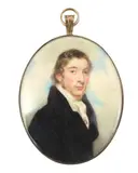 Portrait miniature of a gentlemanwatercolour on ivorywearing by Y Henry Jacob Burch, watercolour, sold Jun 2024
