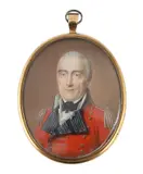 Portrait miniature of an army officerwatercolour on ivorywearing by Y J. Barrow Jnr, watercolour, sold Jun 2024