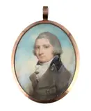 Portrait miniature of a gentlemanwatercolour on ivorywearing by Y Antoine Vestier, watercolour, sold Jun 2024