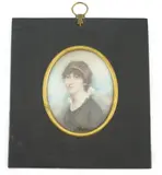 Portrait miniature of a young ladywatercolour on ivorywearing pearls in by Y Andrew Plimer, watercolour, sold Jun 2024