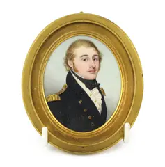 Portrait miniature of a naval officerwatercolour on by Y Frederick Buck, watercolour, sold Jun 2024