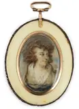Portrait miniature of a ladyoil on ivorywith brown hair by Y John Bogle, 1789, oil, sold Jun 2024