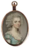 Portrait miniature of a ladyoil on ivorywearing a blue dress and by Y John Smart, 1790, oil, sold Jun 2024