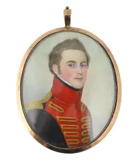 Portrait miniature of an army officerwatercolour on by Y Frederick Buck, watercolour, sold Jun 2024