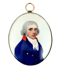 Portrait miniature of a gentlemanwatercolour on ivorywearing by Y Frederick Buck, watercolour, sold Jun 2024