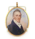 Portrait miniature of a gentlemanwatercolour on ivorywearing by Y Charles Jagger, watercolour, sold Jun 2024