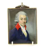 Portrait miniature of a gentlemanwearing a blue coat with by Y George Place, 1797, print (other), sold Jun 2024