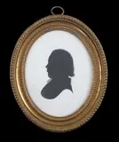 Silhouette of a young manpainted plasterlooking to dexter by John Miers, sculpture, sold Jun 2024