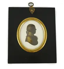 Silhouette of a gentlemanpainted and bronzed plasterlooking to sinister by John Miers, sculpture, sold Jun 2024