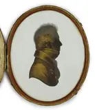 Silhouette of Captain Steel by William Miers, Steel, painted and bronzed plaster inscribed verso and dated Dec, sold Jun 2024